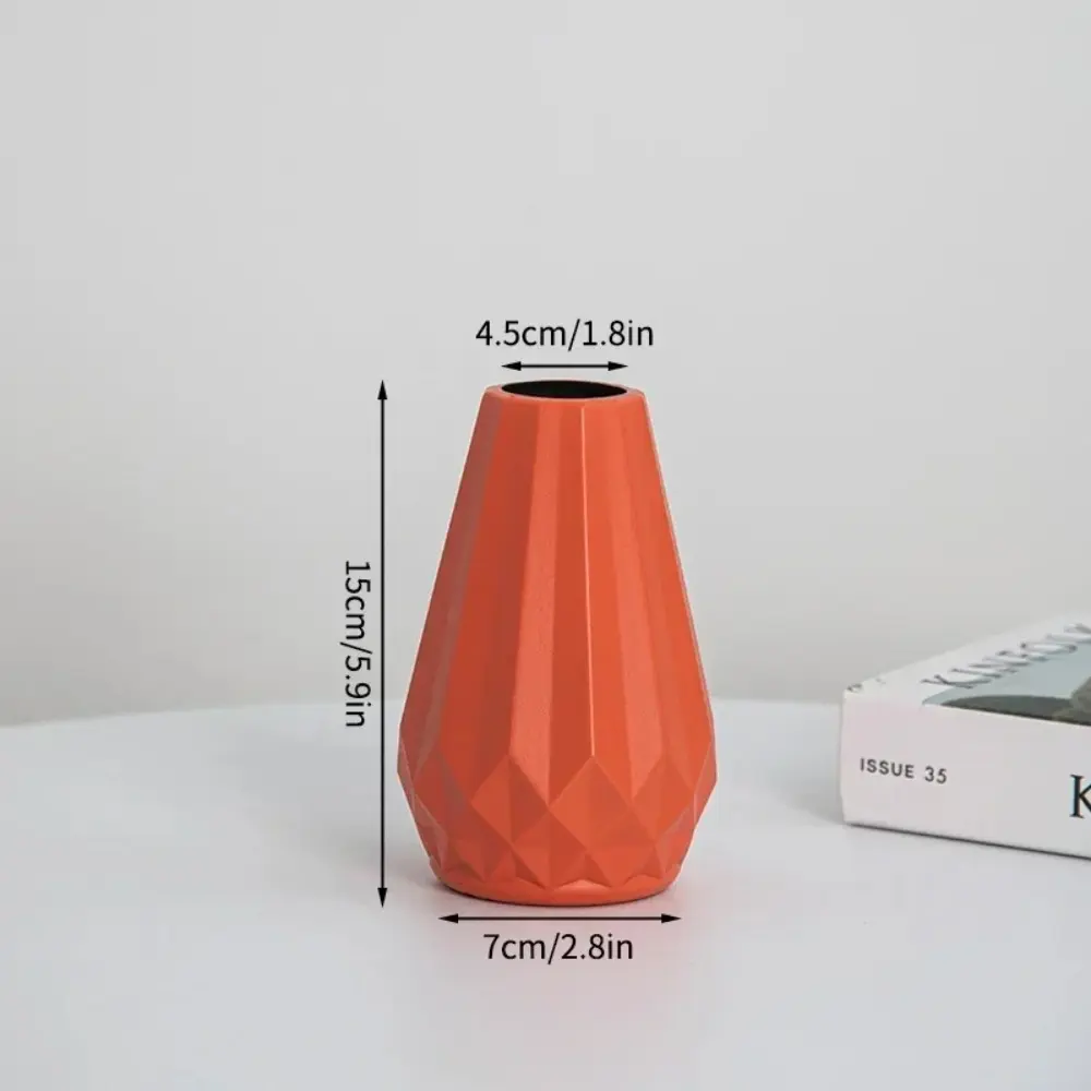 Plastic Flower Vase New Diamond Shaped Nordic Style Flower Pot Imitation Ceramic Modern Flower Arrangement Living Room