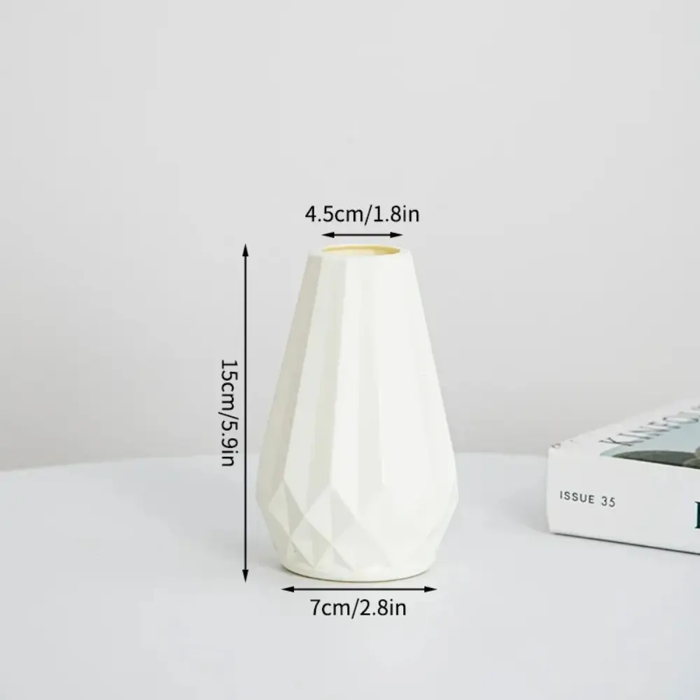 Plastic Flower Vase New Diamond Shaped Nordic Style Flower Pot Imitation Ceramic Modern Flower Arrangement Living Room