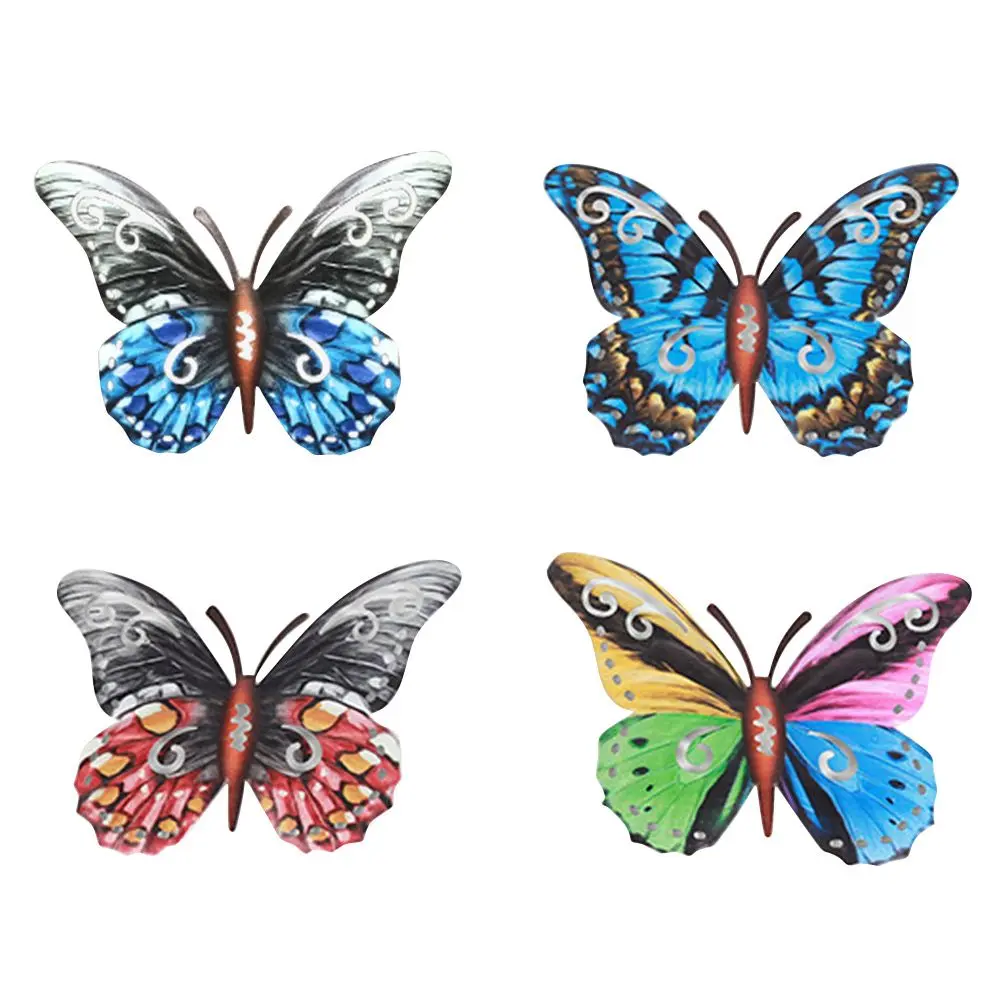 Bedroom Home Decoration Indoor Outdoor Artwork Statue Iron Art Metal Butterfly Ornament Garden Craft Wall Hanging