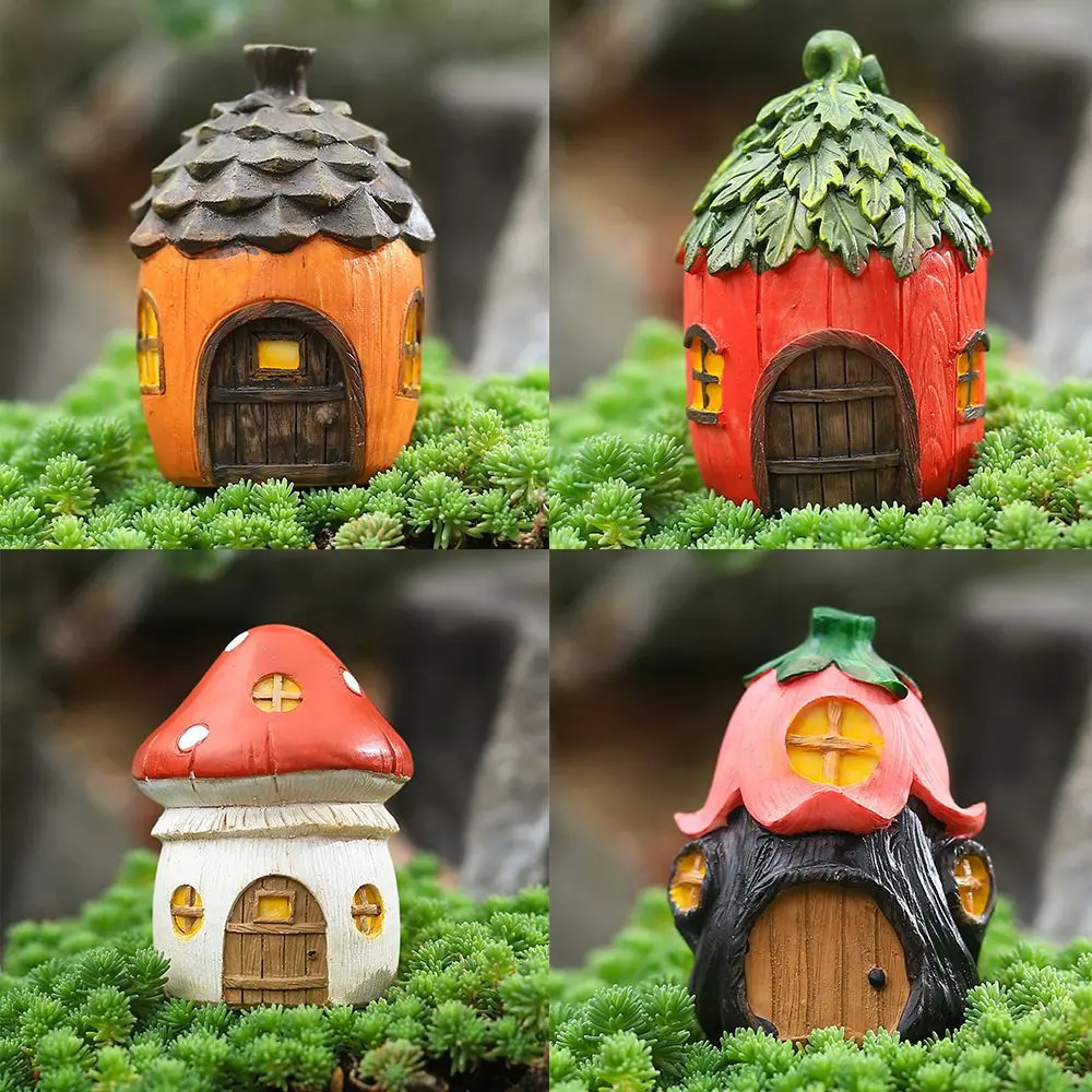Creative Resin Garden Mushroom Flower Pinecone House Flower Bonsai Decoration Micro Landscape Ornaments