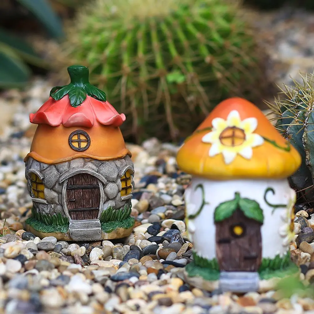 Creative Resin Garden Mushroom Flower Pinecone House Flower Bonsai Decoration Micro Landscape Ornaments