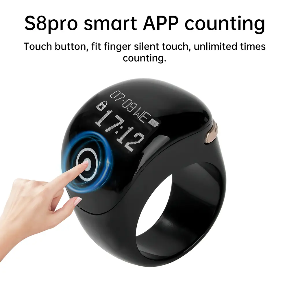 Smart APP Counting Finger Counter Ring 5 Prayer Time Vibration Reminder Waterproof Tasbih Tally Digital Counter