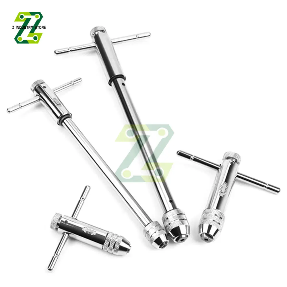 Adjustable M3-8 M5-12 T-Handle Ratchet Tap Wrench Tap Screw Holder Male Thread Metric Plug Mechanical Workshop Tools Hand Tool