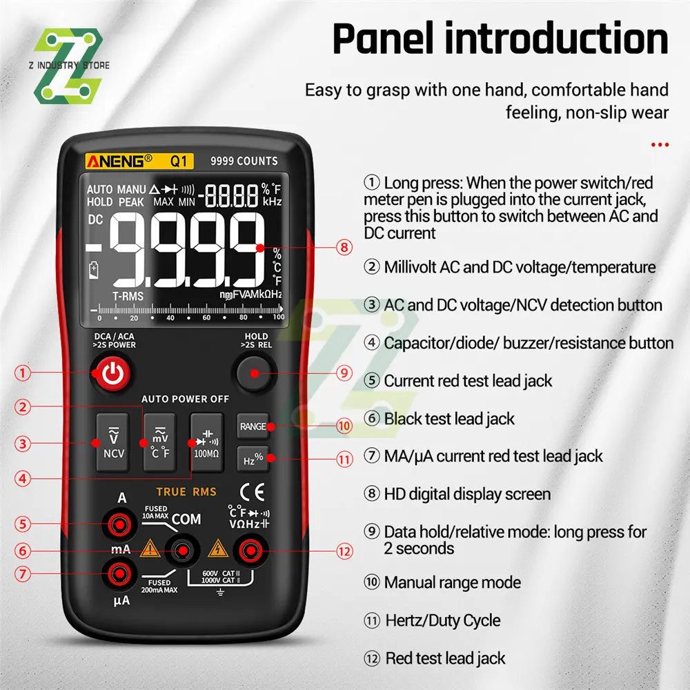 ANENG Q1 Digital Multimeter 9999 Analog Tester True RMS Professional Multimetro DIY Transistor Capacitor NCV Testers Lcr Meter