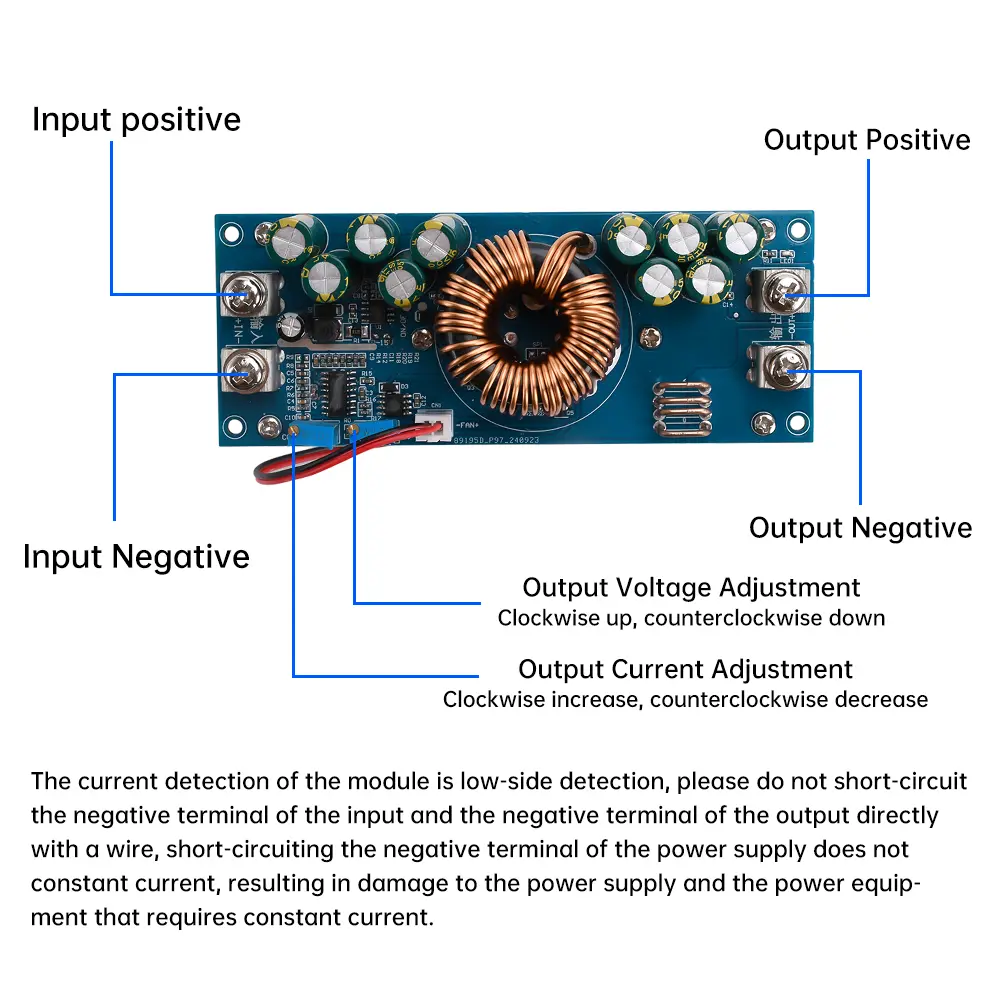 DC15V-90V to DC2.5V-72V Buck Power Module High Power 800W/1200W 28A/50A Constant Current Power Module with Cool Fan