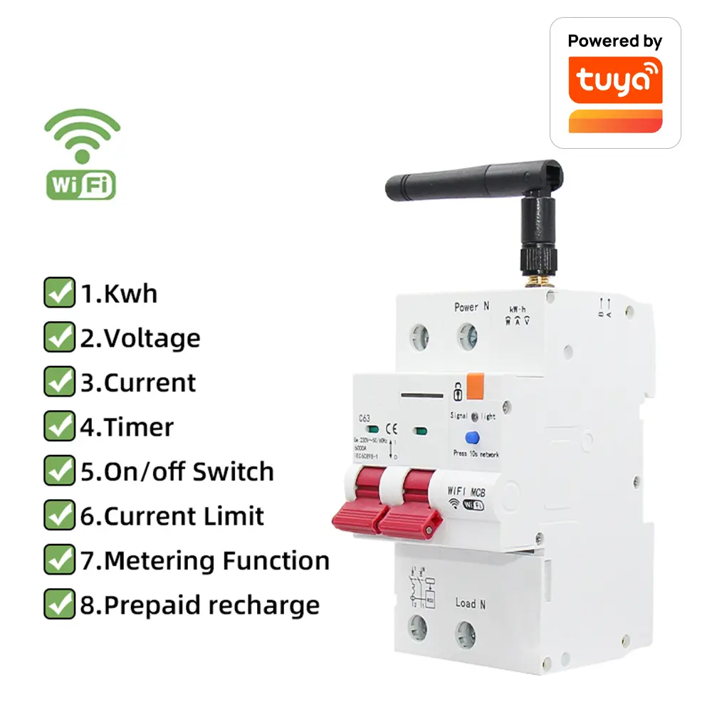 WiFi ZigBee AC Smart New Circuit Breaker Work for tuya App AC230V/400V Overload Short Circuit Protection Intelligent Breaker