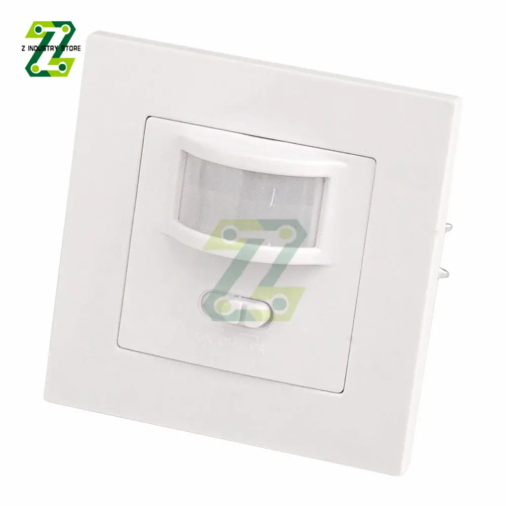 PIR Motion Sensor Switch AC 110V-240V Recessed Infrared Smart Human Body Sensor Wall Switch Adjustable Time