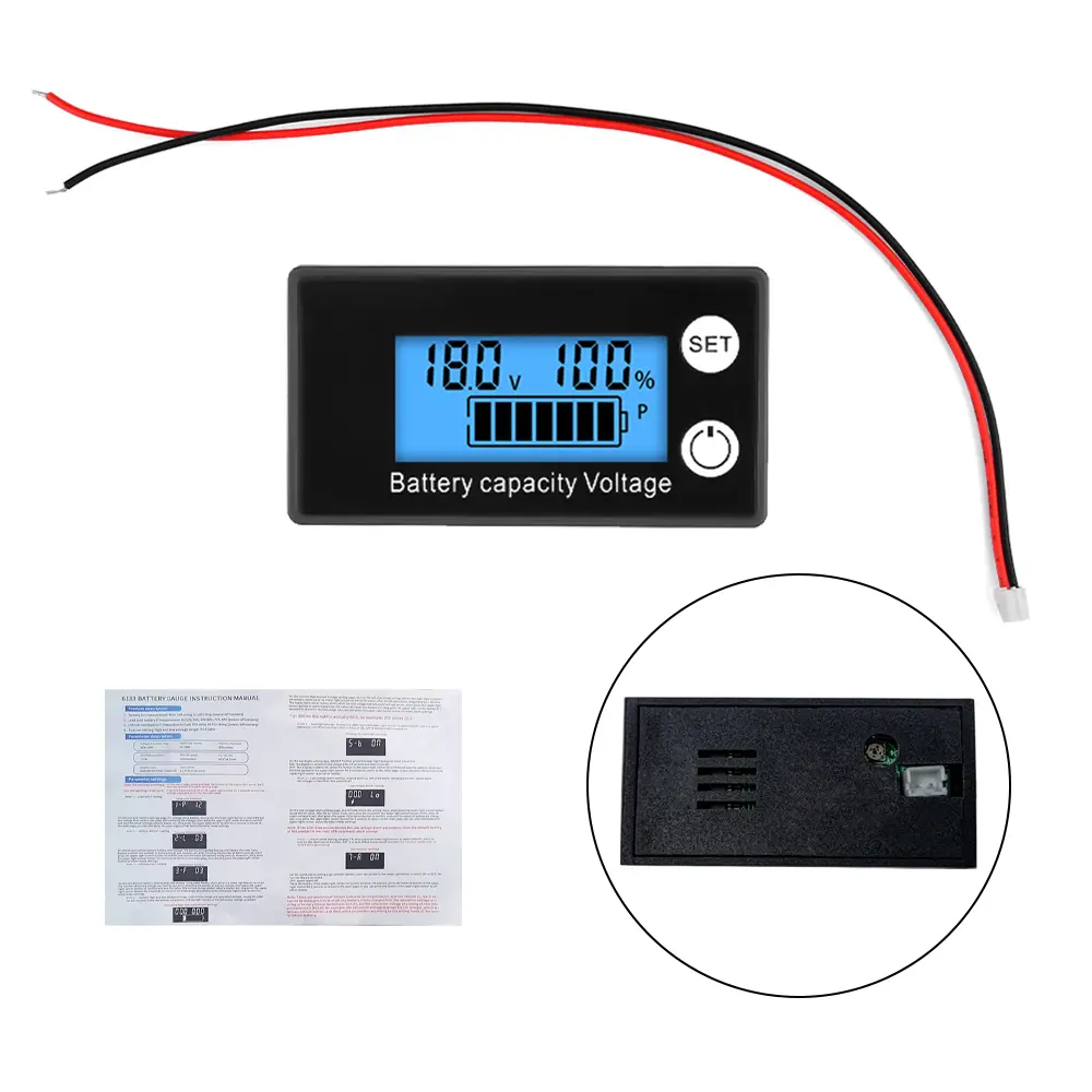 6133A LCD Battery Capacity Indicator Temperature DC 8V-100V Lead Acid Lithium LiFePO4 Voltmeter Voltage Gauge Lower High Version