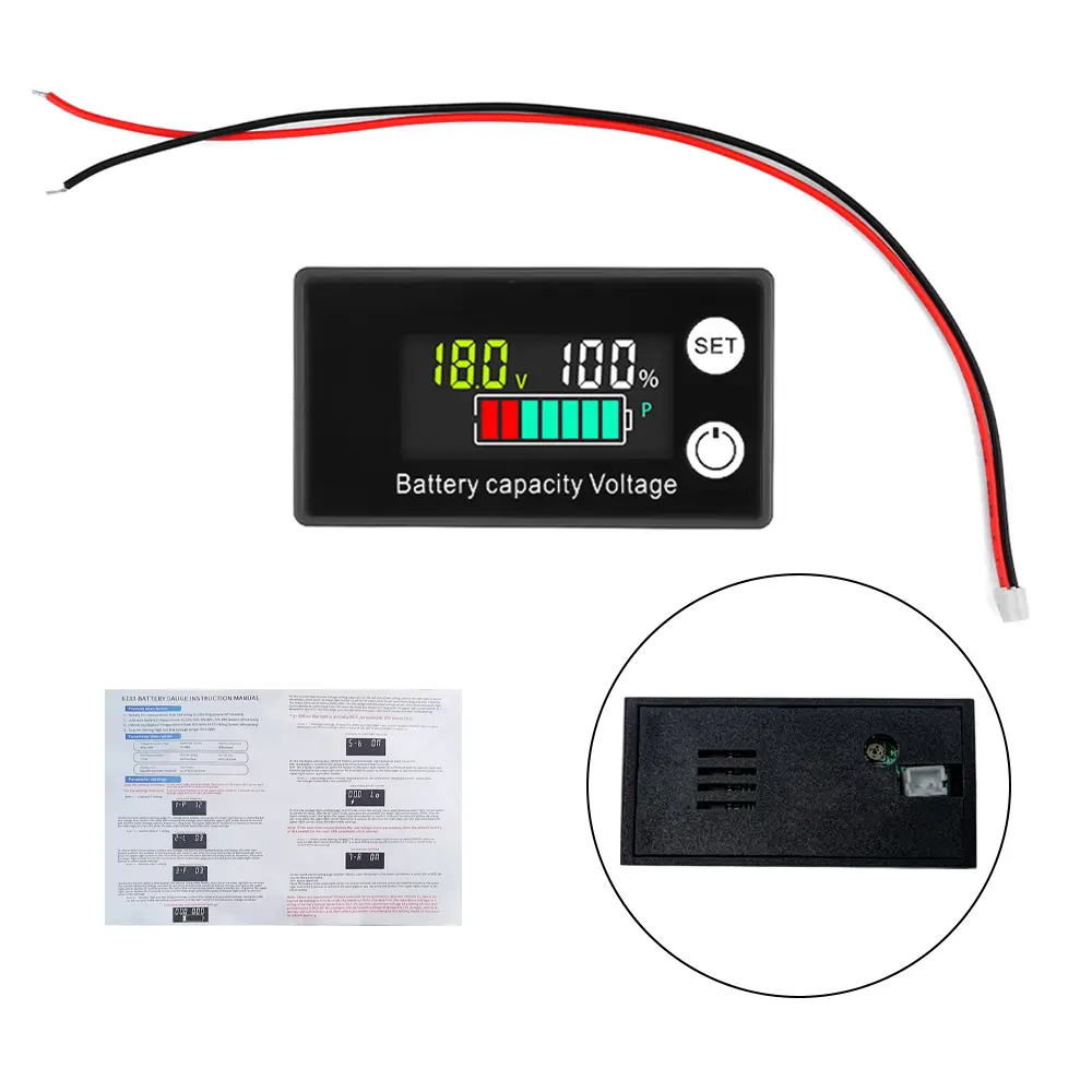 6133A LCD Battery Capacity Indicator Temperature DC 8V-100V Lead Acid Lithium LiFePO4 Voltmeter Voltage Gauge Lower High Version