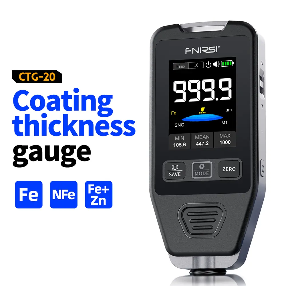 Car Paint Thickness Gauge Electroplate Metal Putty Powder Coating Thickness Gauge CTG-20 for Car 0-1400um Fe nFe Fe+Zn
