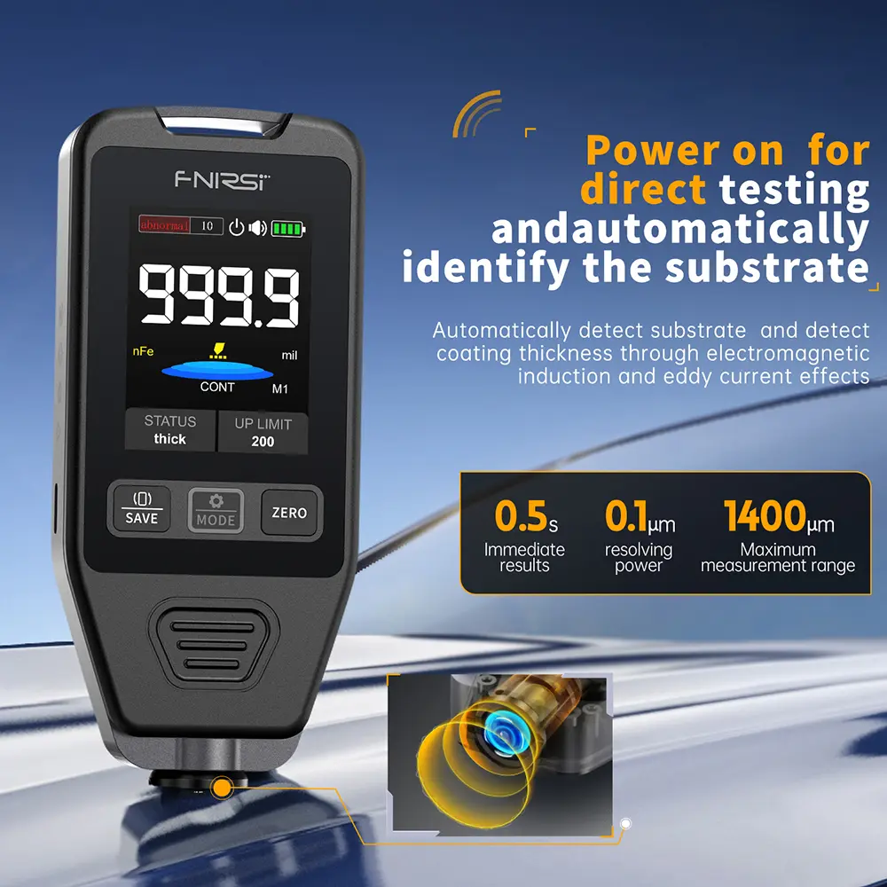 Car Paint Thickness Gauge Electroplate Metal Putty Powder Coating Thickness Gauge CTG-20 for Car 0-1400um Fe nFe Fe+Zn