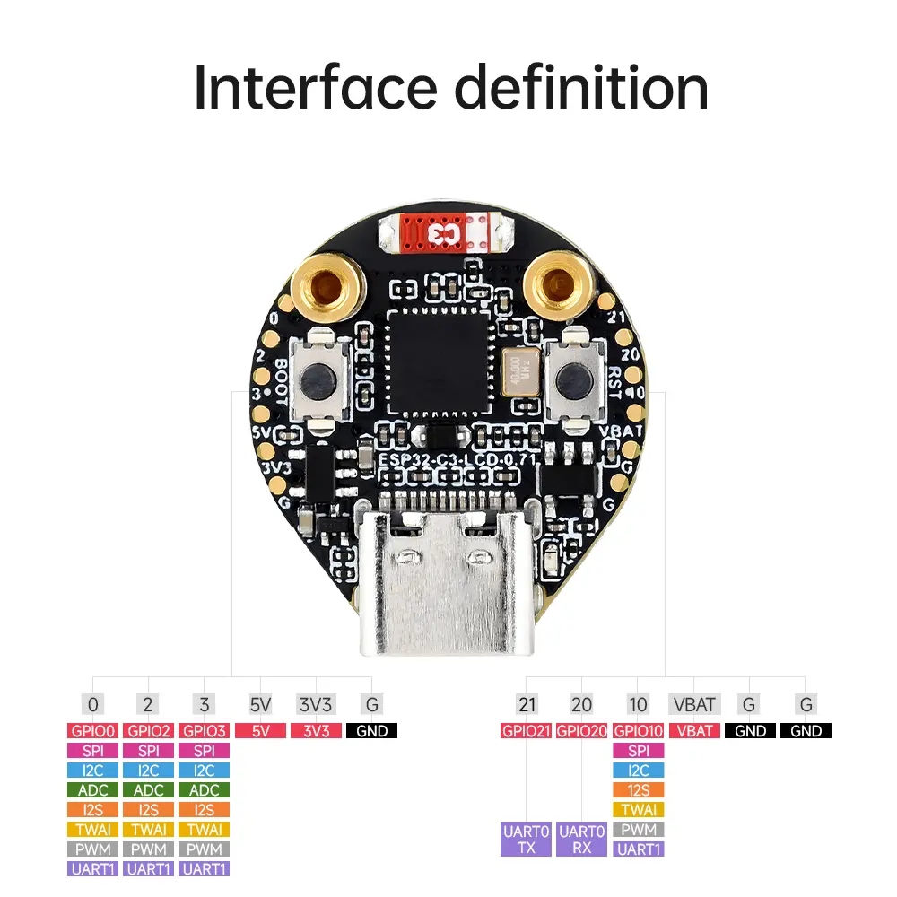 Waveshare ESP32-C3 0.71inch Round Display Development Board Circular Ips Lcd Development Module 160×160 Single-core Processor