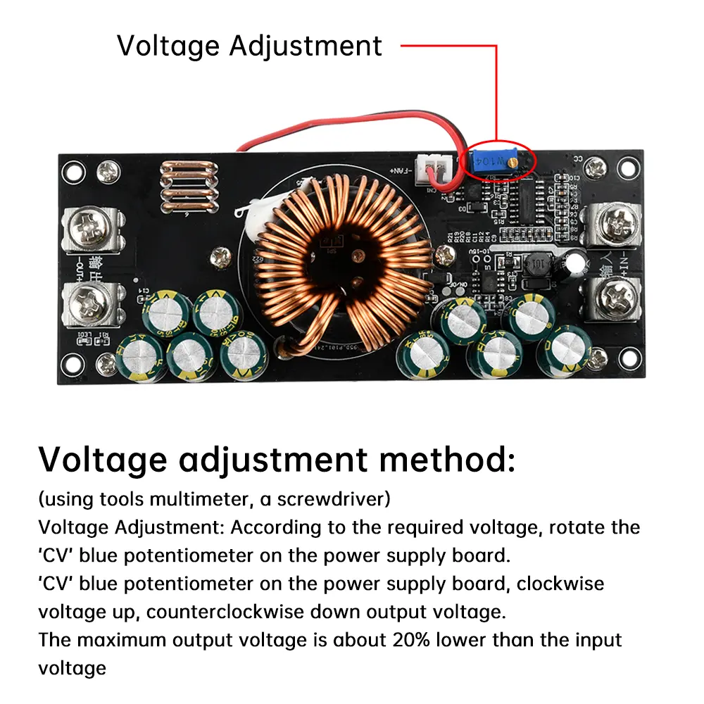 DC-DC Step-down Power Module 1500W DC15V-90V To DC2.5V-72V Adjustable Support 45A Constant Voltage Output Buck Power Adapter