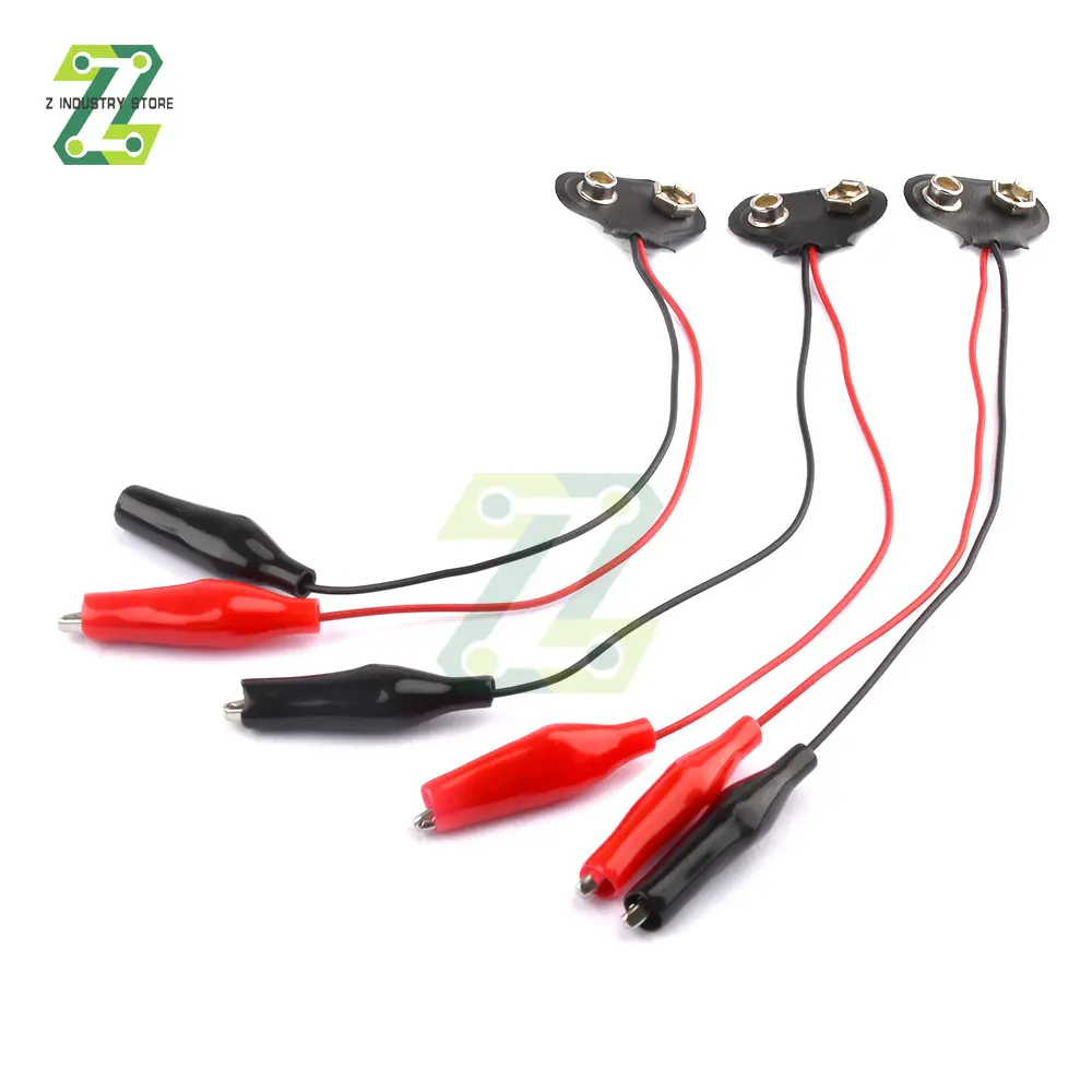 3PCS 9V Battery Power Connector Snap Clip Adapter T-type 9 V Dual Wire Holder Cable 9Volt 18cm Lead Socket Plug with Alligator