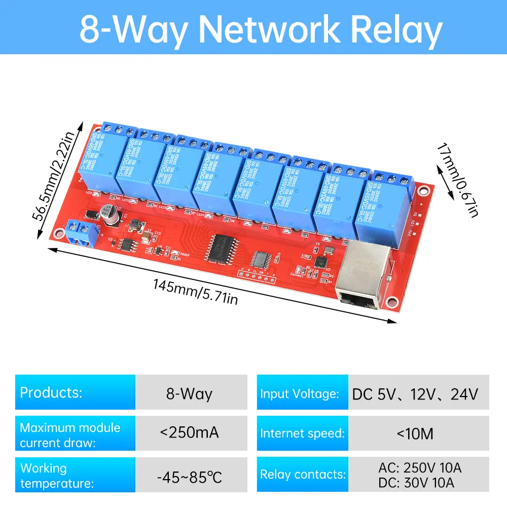 DC 5/12/24V 4/8 Way Relay Module Smart Remote Control Switch TCPIP Network Ethernet Relay Module Switch LAN Control Smart Device