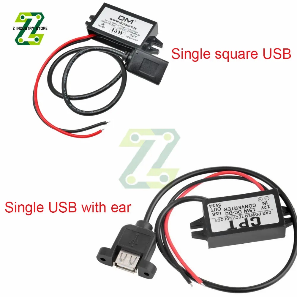DC-DC USB Car Power Charger Buck Converter Voltage Regulator 12V To 5V3A 15W Car Monitor Potting Waterproof Power Supply Moudle