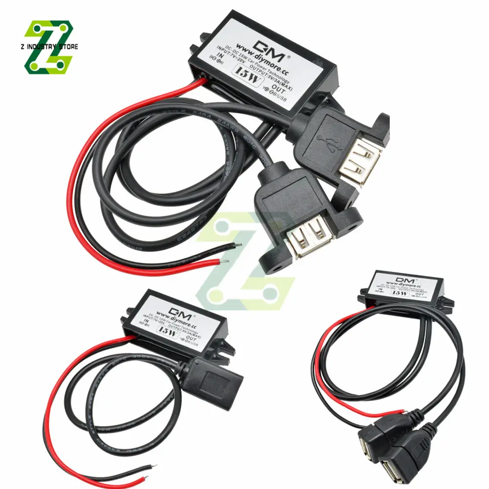 DC-DC USB Car Power Charger Buck Converter Voltage Regulator 12V To 5V3A 15W Car Monitor Potting Waterproof Power Supply Moudle