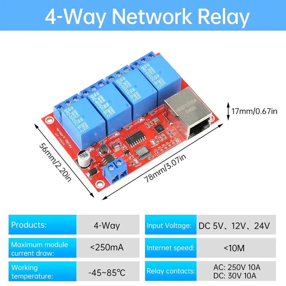 DC 5/12/24V 4/8 Way Relay Module Smart Remote Control Switch TCPIP Network Ethernet Relay Module Switch LAN Control Smart Device