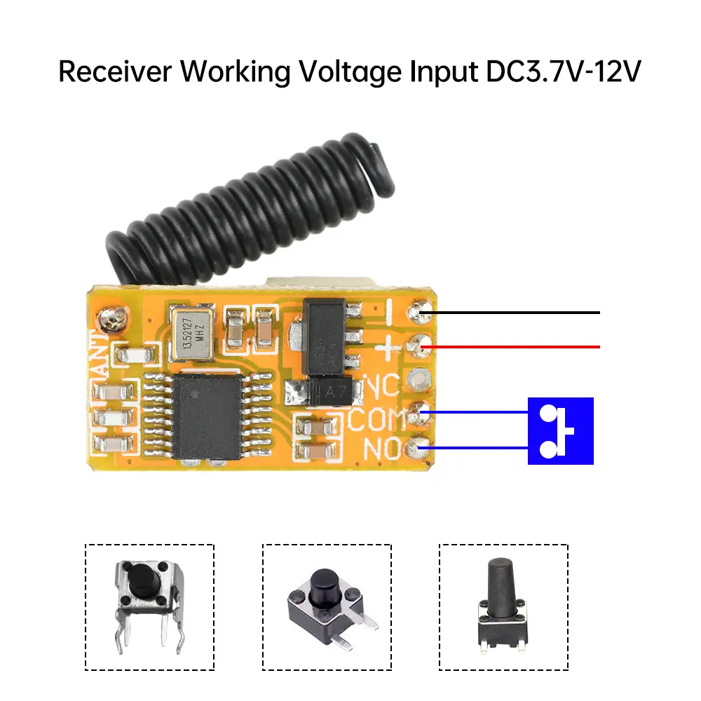DC 3.7~24V Mini Relay Remote Switch 433MHZ Wireless Remote Switch RF Signal Transmitter EV1527 Receiver RF Remote Switch Kit