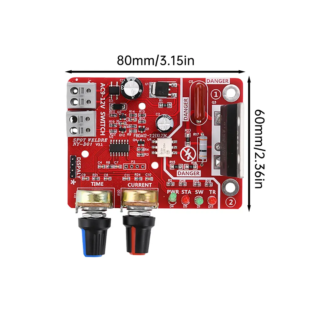 NY-D01 100A Spot Welder Control Module Digital Display Spot Welding Time And Current Controller Panel AC110V/220V to 9V
