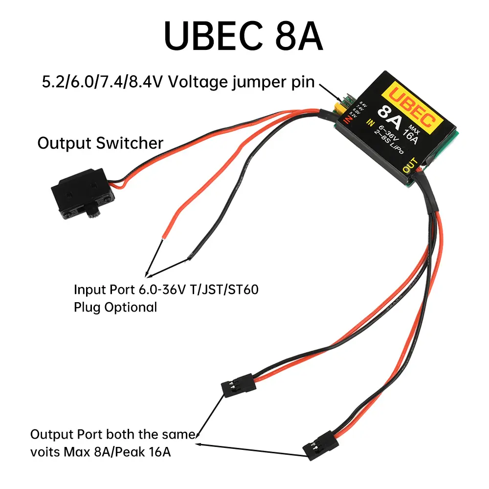 New 2S-6S 6-36V UBEC-8A BEC & DUAL UBEC 8A /16A 5.2/6.0/7.4V/8.4V Servo Separate Power Supply RC Car Fix-Wing Airplane Robot Arm