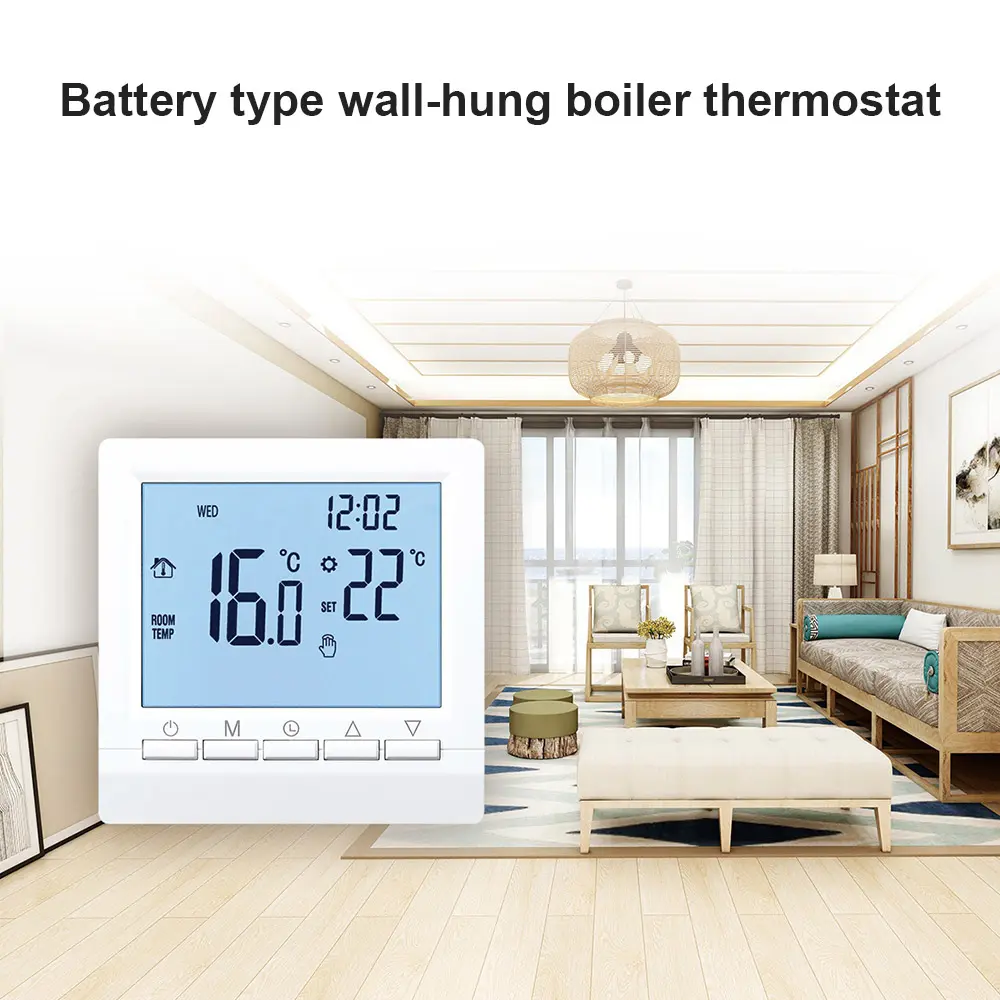 LCD LCD Screen Week Programming Intelligent Thermostat Wall-hung Furnace Thermostat Gas Furnace Thermostat Battery Powered