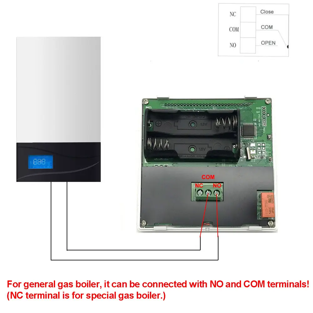 LCD LCD Screen Week Programming Intelligent Thermostat Wall-hung Furnace Thermostat Gas Furnace Thermostat Battery Powered