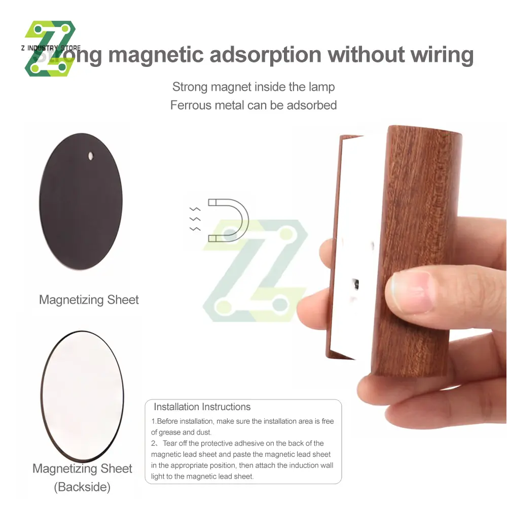 Linkage Wooden Motion Sensor Night Lights USB Rechargeable Wireless LED Induction Wall Lamp Bedroom Kitchen Corridor Stair Light