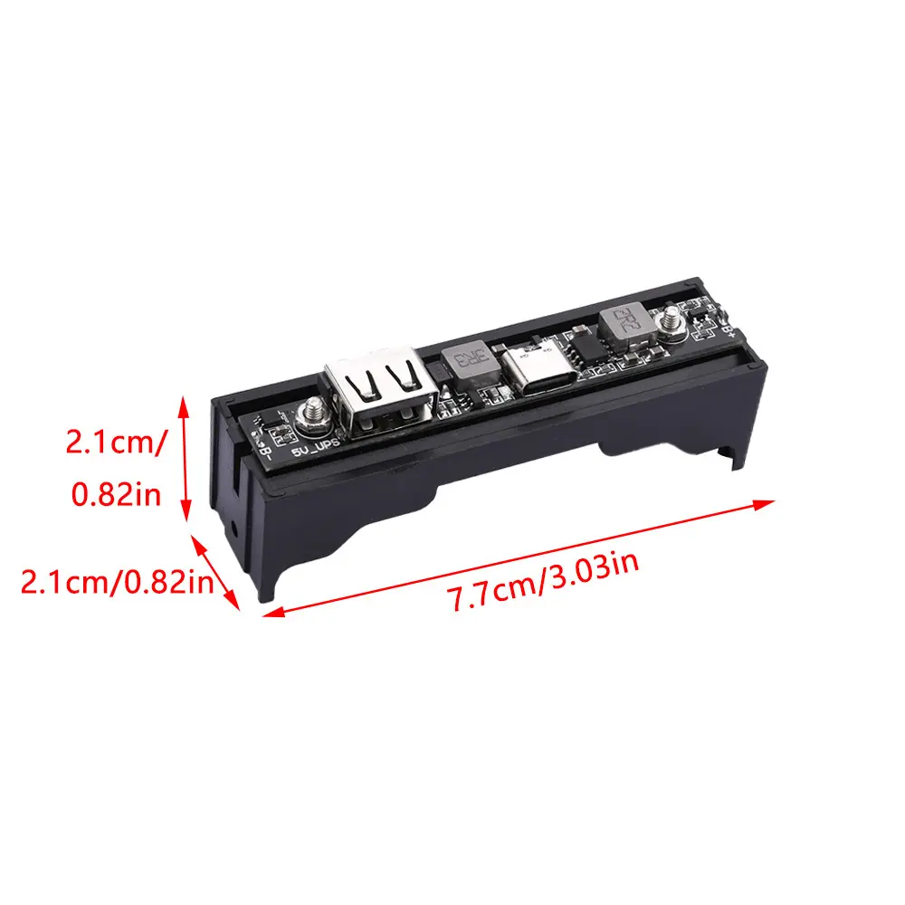 Type-C DC5V 18650 Lithium Battery Step Up Booster Charger Module UPS Power Supply / Converter With Battery Box