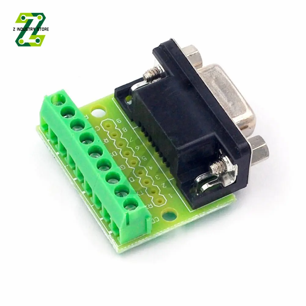 DB9 Male and Female Connector Adapter Screw Terminal 9-Pin 9-Hole RS232 RS485 Conversion Board