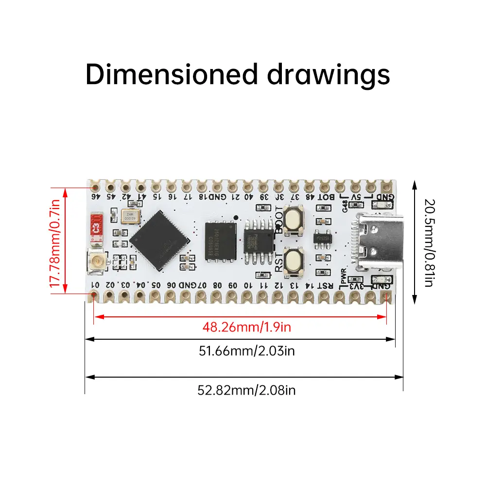 Waveshare ESP32-S3-Nano Development Board Based on ESP32-S3R8 For Arduino