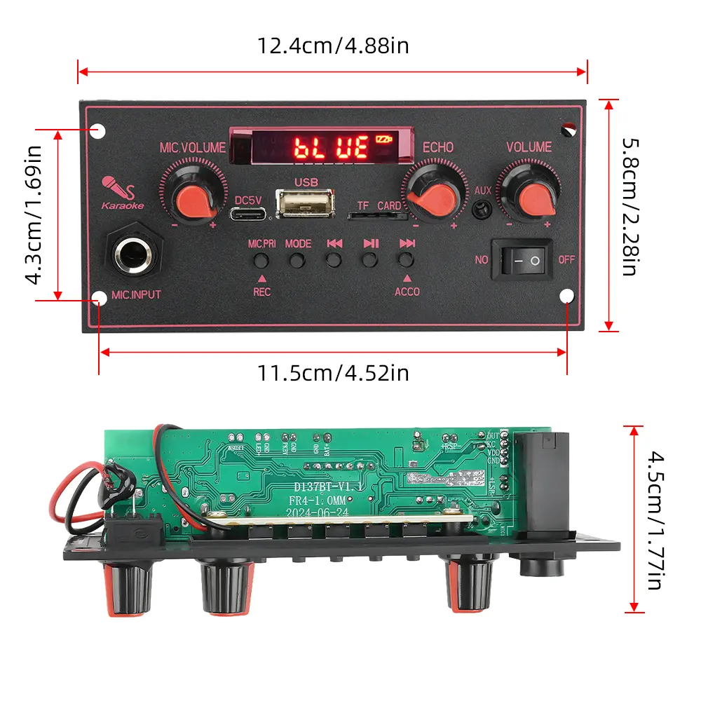 DC 3.7-5V MP3 BT Decoding Board 2x10W With Amplifier True Stereo Car Amplifier Board Main Board Decoding FM Radio Module ﻿