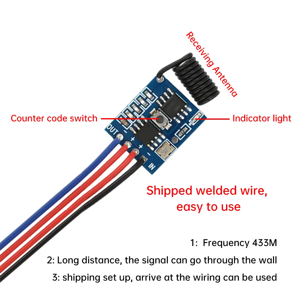 40W DC3.3-24V Flashing Light Breathing Light Dimming Module With 433MHz Remote Control Switch