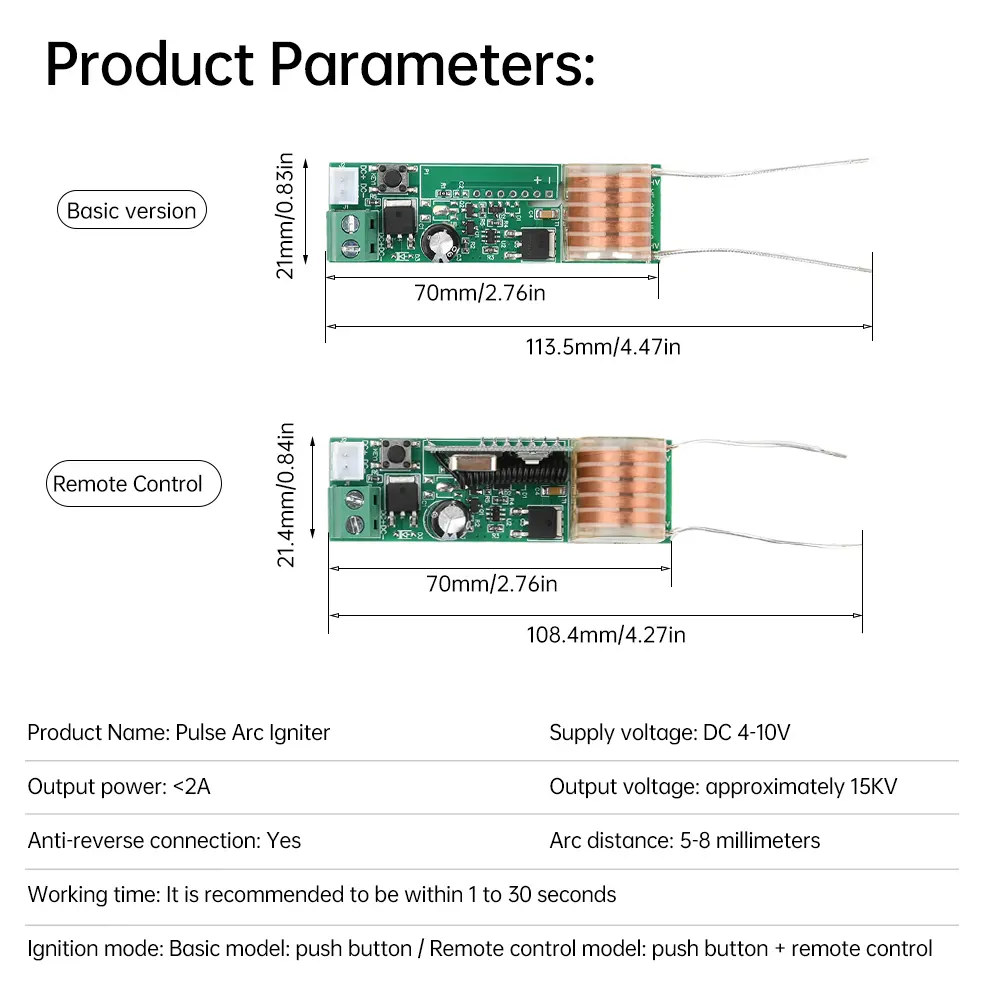 DC 4-10V YF-29S Pulse Arc Igniter High Voltage Package Drive Board Arc Cigarette Ignition Igniter Module Electronic Lighter Kit