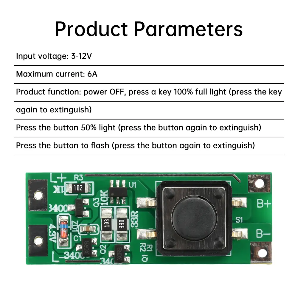 3V/12V 6A Strobe Light Module Switch Switching High-brightness General Bright Strobe High-current Car Light Control Module