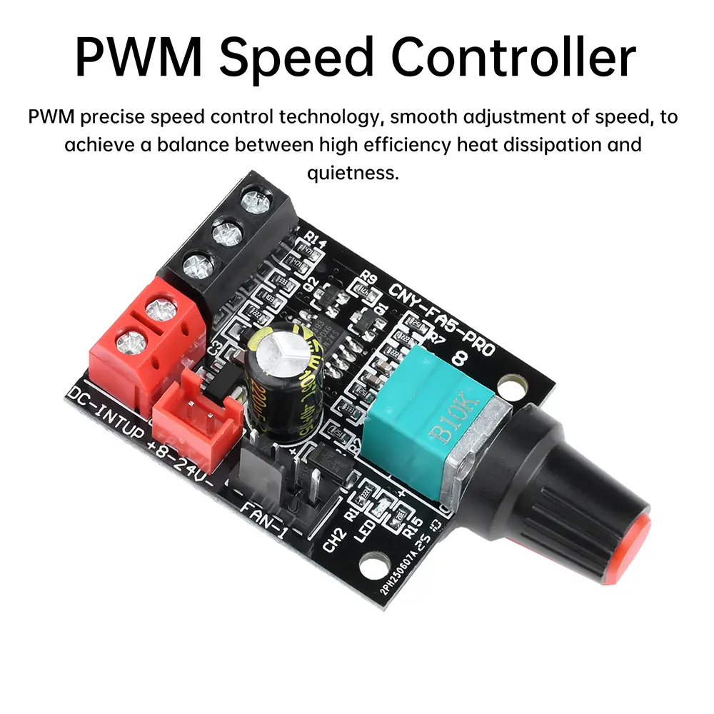 DC 8-24V 5A 4-Wire Violent Fan Speed Controller Brushless DC Motor PWM Motor Governor Stepless Speed Regulator