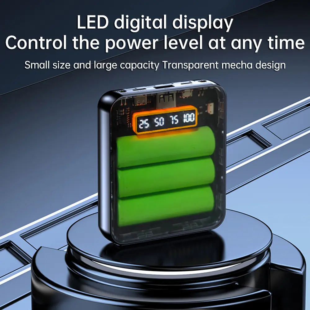 3*18650 Power Bank Diy Box Digital Display 4 Detachable Charge Cables 5V 2A Charging 2 LED Beads Portable Power Supply
