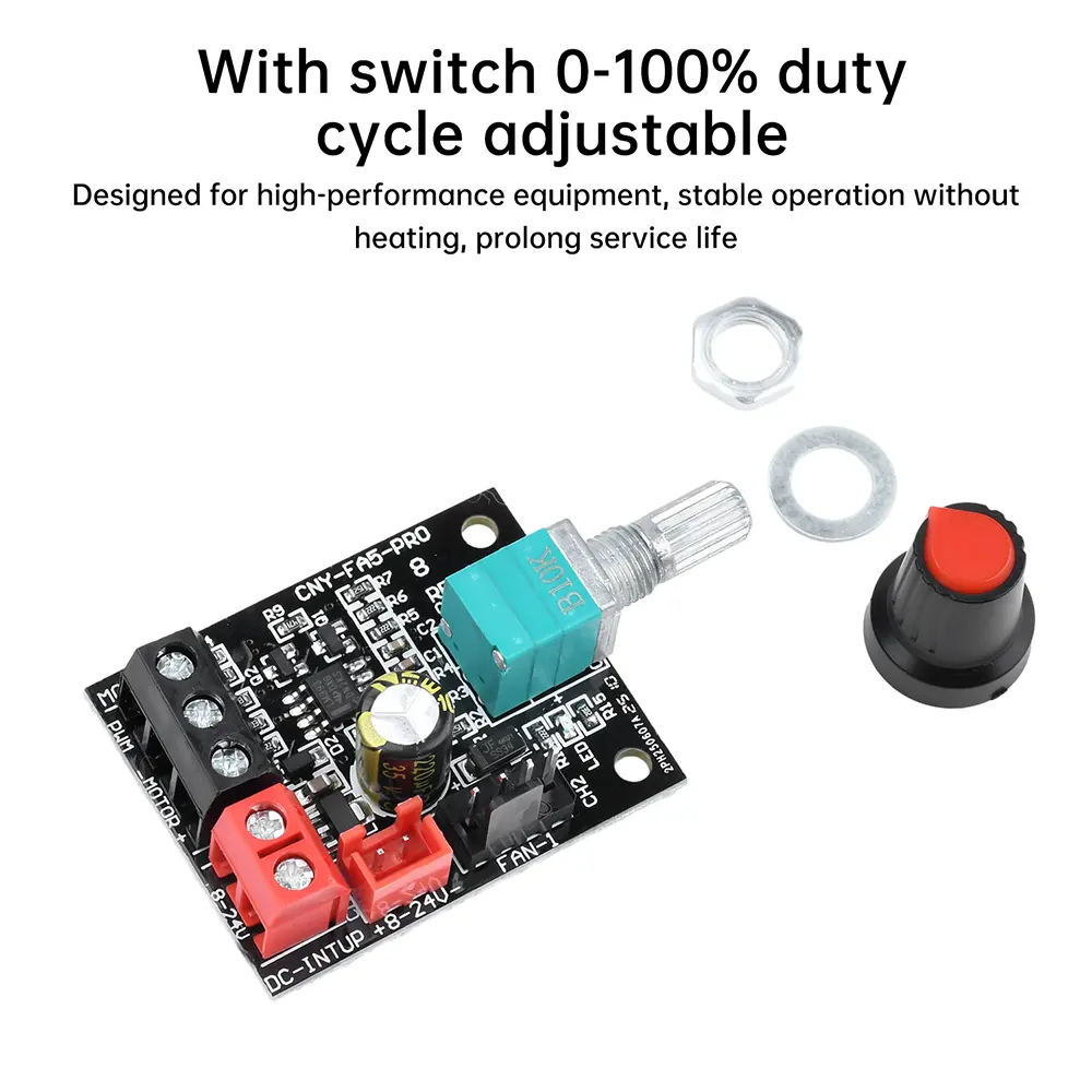 DC 8-24V 5A 4-Wire Violent Fan Speed Controller Brushless DC Motor PWM Motor Governor Stepless Speed Regulator