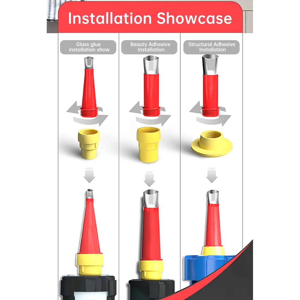 Stainless Steel Caulk Nozzle Applicator With Base Caulking Finisher Sealant Finishing Bathroom Sink Nozzle Adhesive Pistol