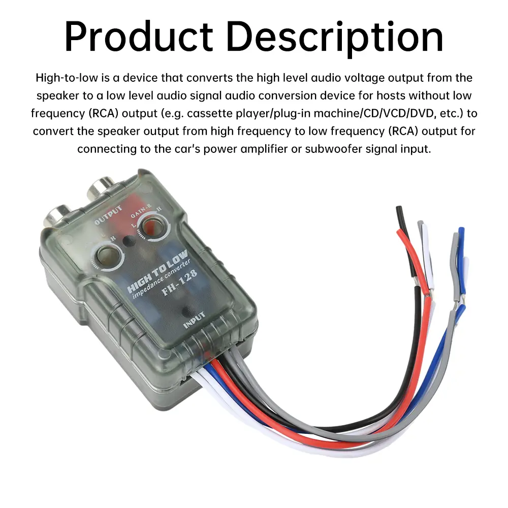 High-performance Car Stereo Speaker Hi-Low Converter RCA Adapter Quick-Connection for Auto Car Durable ﻿
