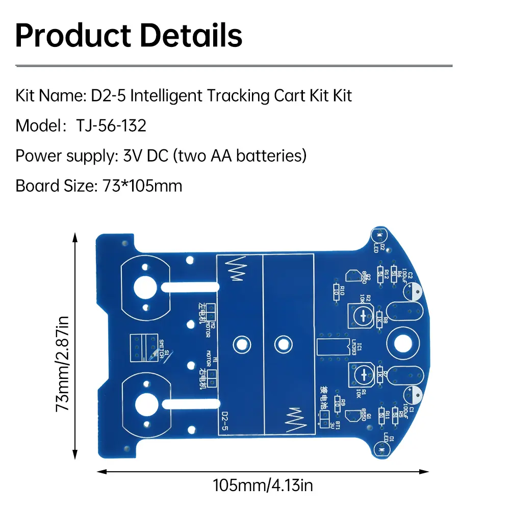 D2-5 DIY Kit Intelligent Tracking Line Car Electronic Production Assembly Smart Car DIY Soldering Practice Kit School Practice