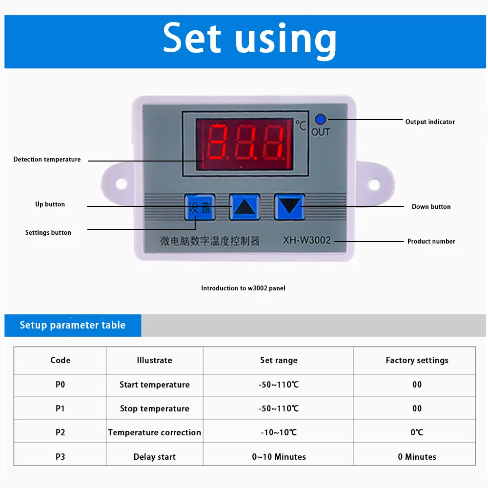 W3002 Digital Control Temperature Microcomputer Thermostat Switch Thermometer New Thermoregulator 12/24/220V For Arduino