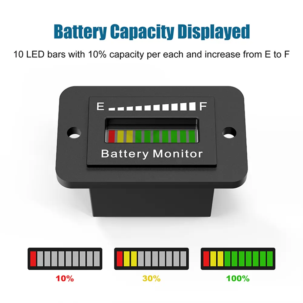 12V 24V 36V 48V 60V 72V LED Battery Level Indicator Acid Battery Meter RV Electric Vehicle Battery Tester
