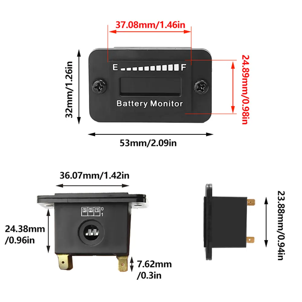 12V 24V 36V 48V 60V 72V LED Battery Level Indicator Acid Battery Meter RV Electric Vehicle Battery Tester
