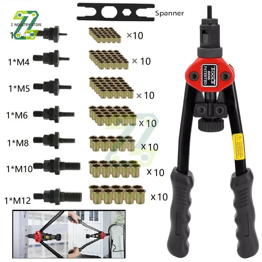 Riveter Gun Tool Hand Riveter Interchangeable Mandrel Insert Threaded Nut Rivet Drilling Rivet Tool M3-M12 Spare Part
