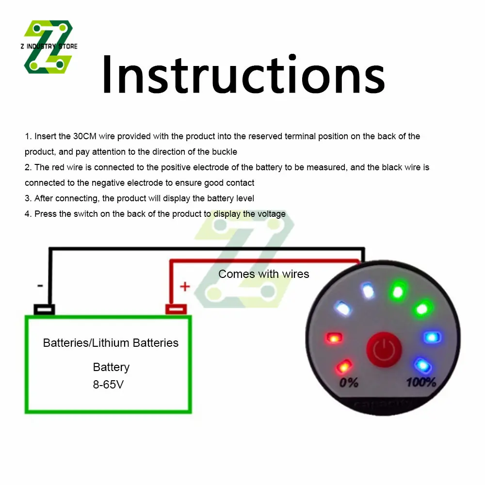 4.2V 7.4V 12V 16.8V 22V 24V 36V Lithium Battery Capacity Indicator 1S 2S 3S 5S 10S Power Level Meter LED Display Li-ion Tester