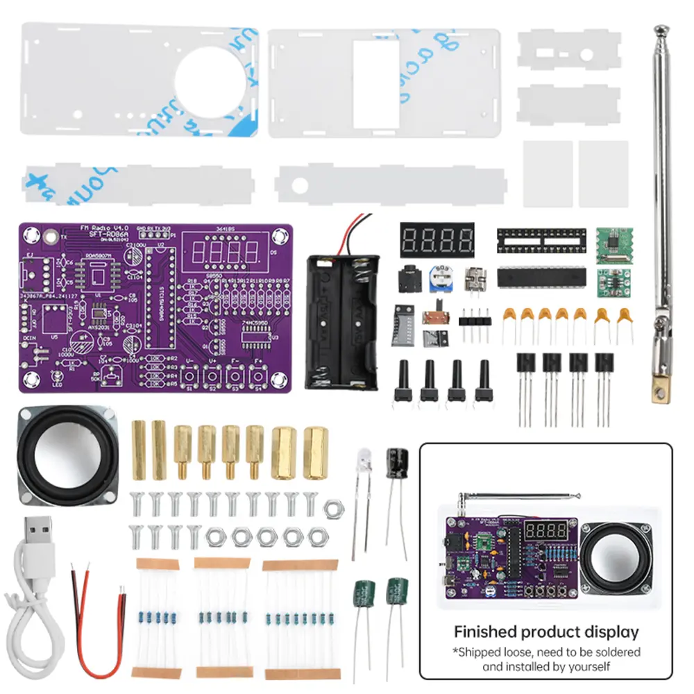 Digital Tube Display FM Radio Electronic DIY Kit Microcontroller Learning Assembly Bulk 87.5MHz~108MHZ