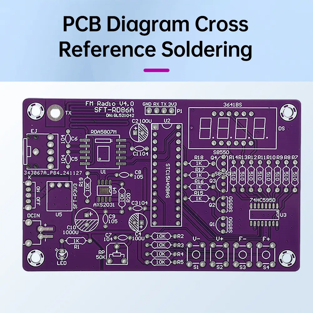 Digital Tube Display FM Radio Electronic DIY Kit Microcontroller Learning Assembly Bulk 87.5MHz~108MHZ