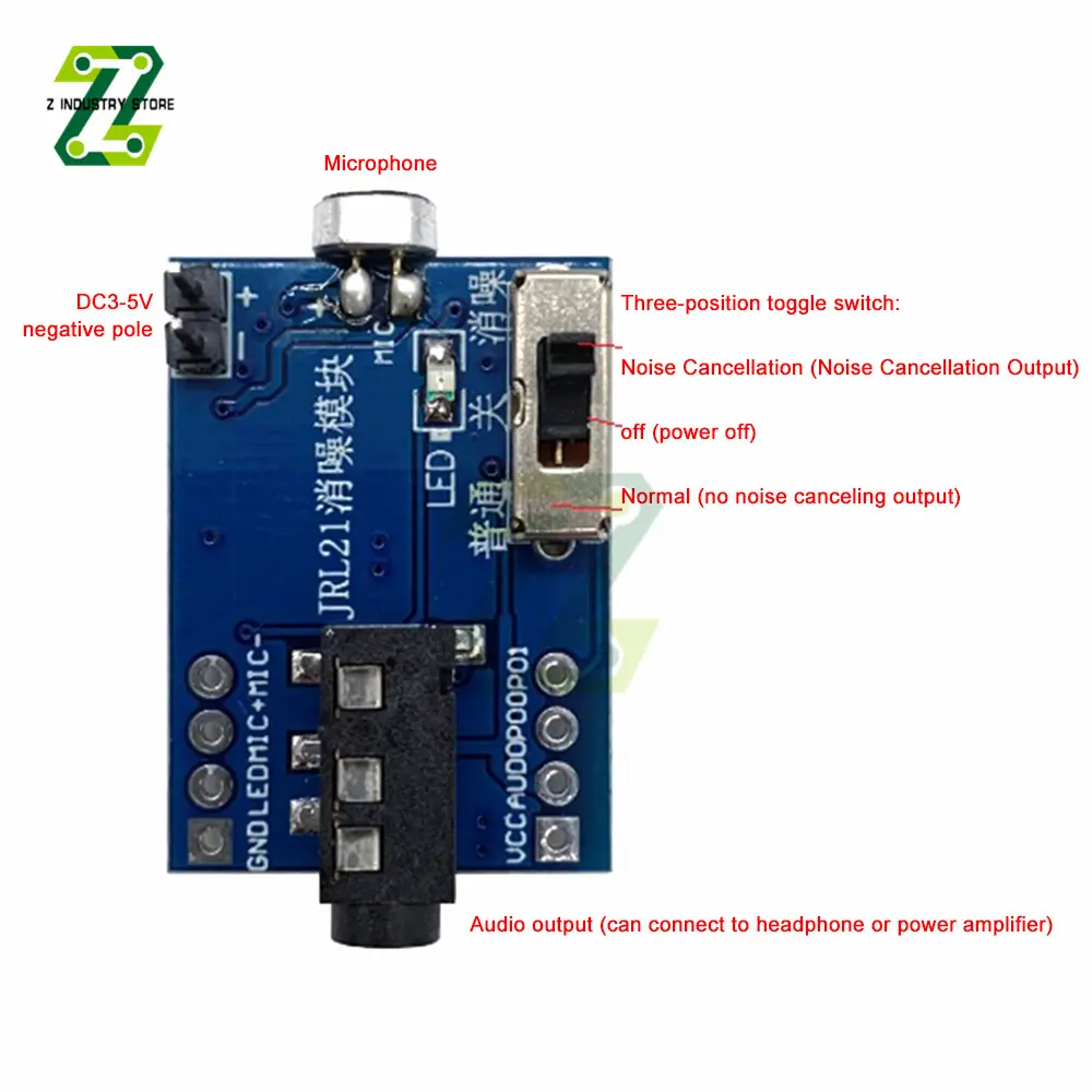 JRL21 HD Noise Reduction Microphone Module Megaphone Real-time Noise Cancellation Module