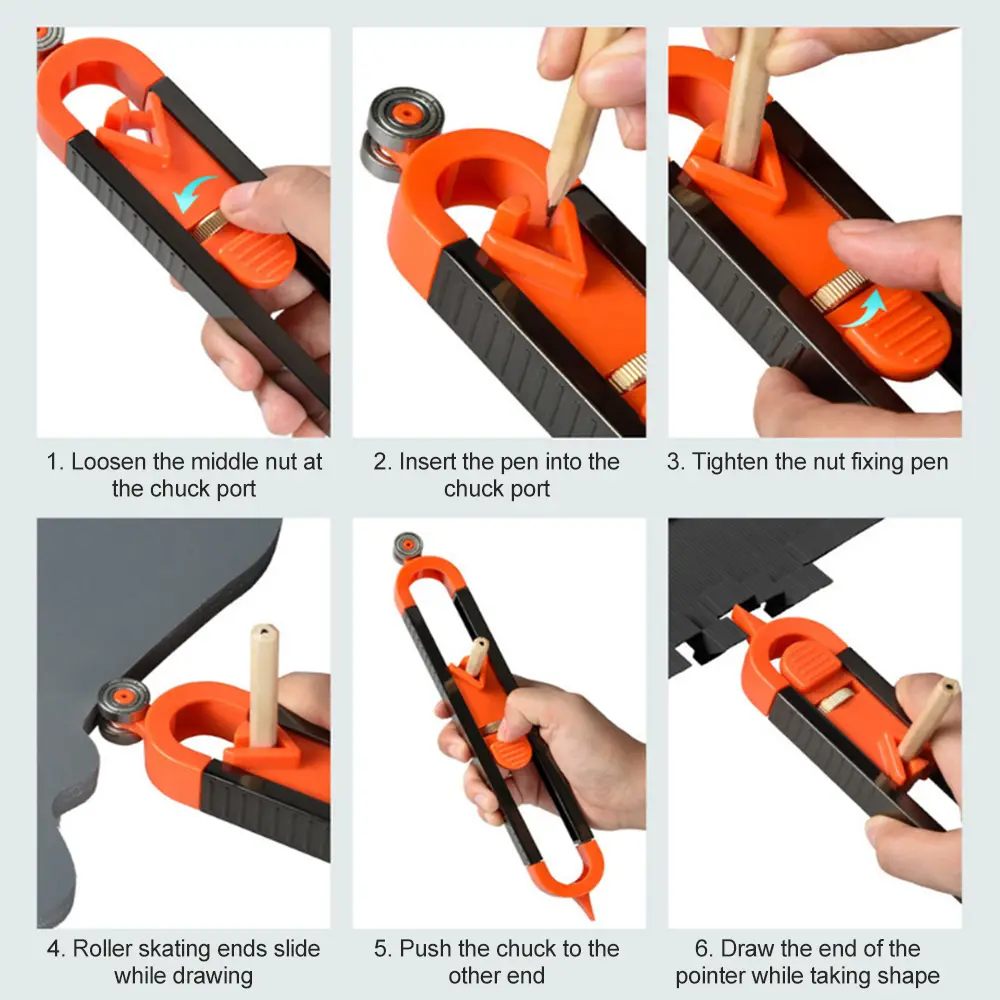 Precise Contour Scribe Tool with Lock for Pencil Woodworking Edge Corner Measuring Profile Duplicator Measurement Gauge Tool